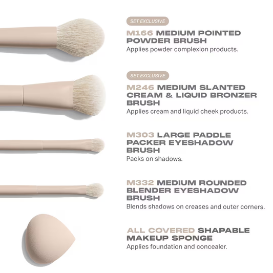 Oat Latte 5-Piece Face & Eye Brush Set Preventa