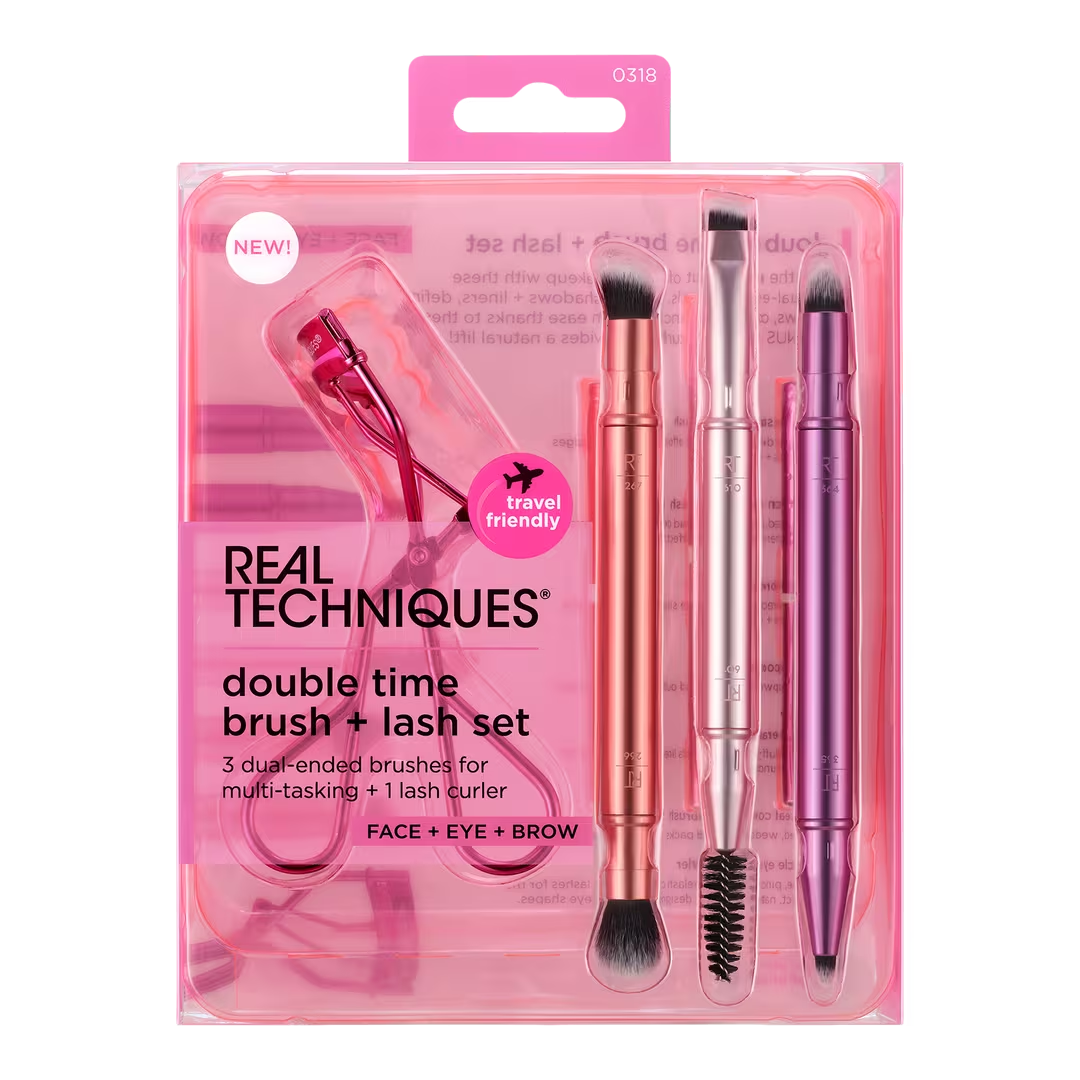 Double Time Makeup Brush + Lash Curler Set