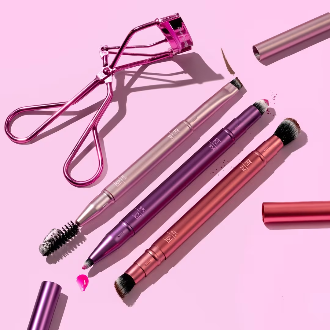 Double Time Makeup Brush + Lash Curler Set