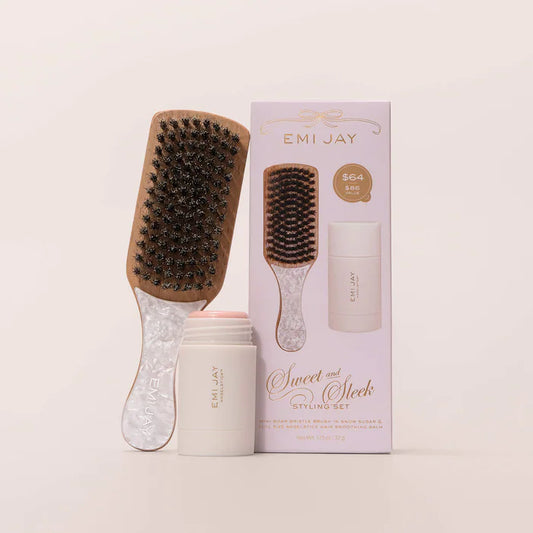 Sweet and Sleek Styling Set with Angelstick and Mini Boar Bristle Brush in Snow Sugar Preventa