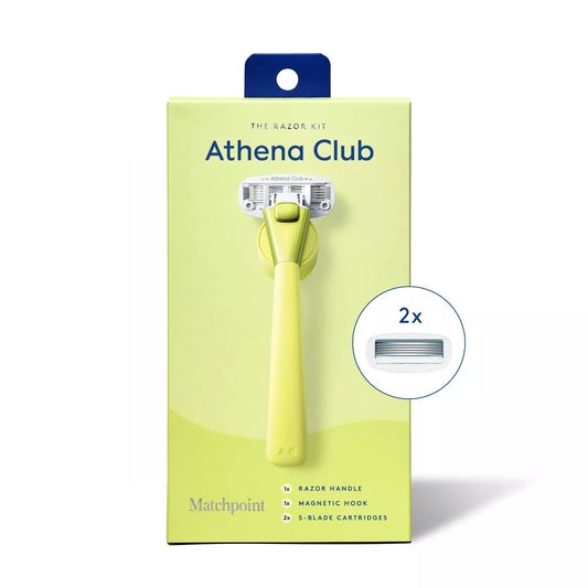 Athena 5-blade Women's Razor Kit - 1 Razor Handle, 2 Razor Blade Refills, Magnetic Hook - PREVENTA