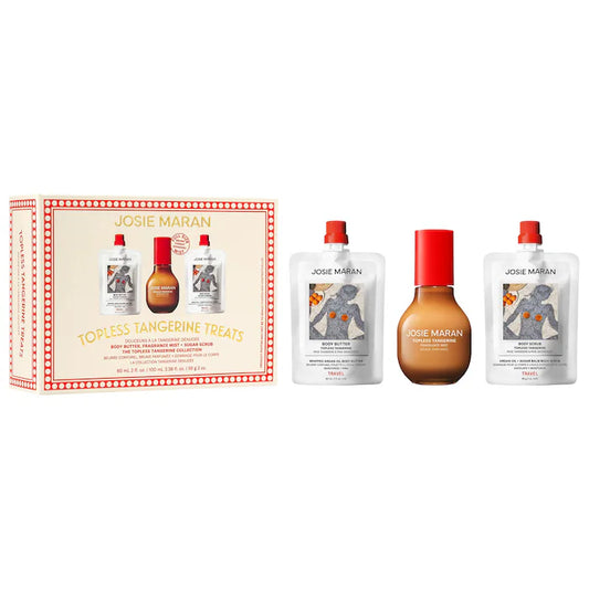 Topless Tangerine Treats Body Butter, Fragrance Mist, Sugar Scrub Gift Set Preventa