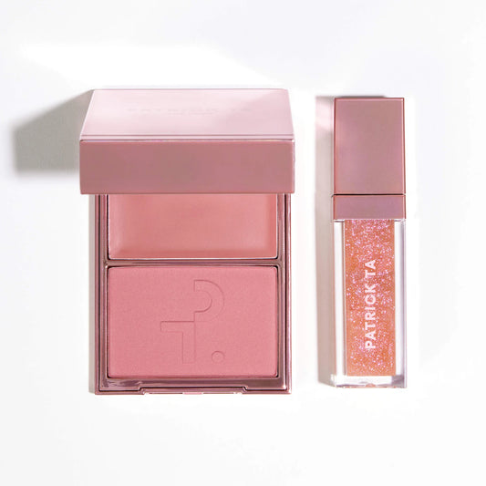 Patrick's Glow and Gloss Set: Major Headlines Blush Duo and Plumping Lip Gloss Makeup Gift Set PREVENTA
