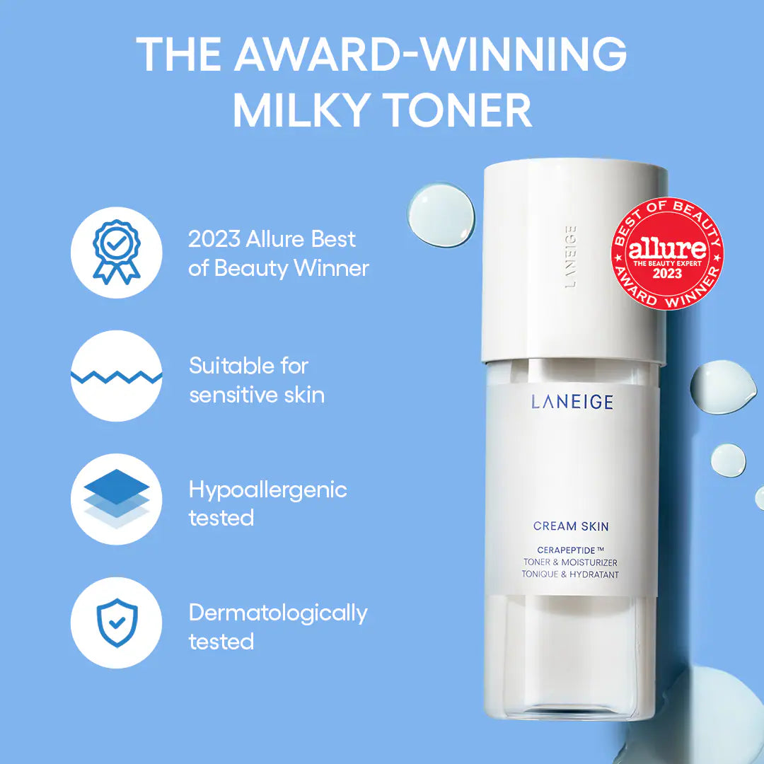 Cream Skin Refillable Toner & Moisturizer with Ceramides and Peptides