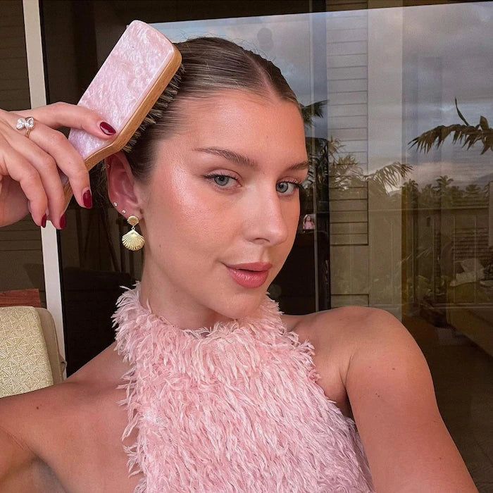 Mini Boar Bristle Hair Brush in Pink Sugar