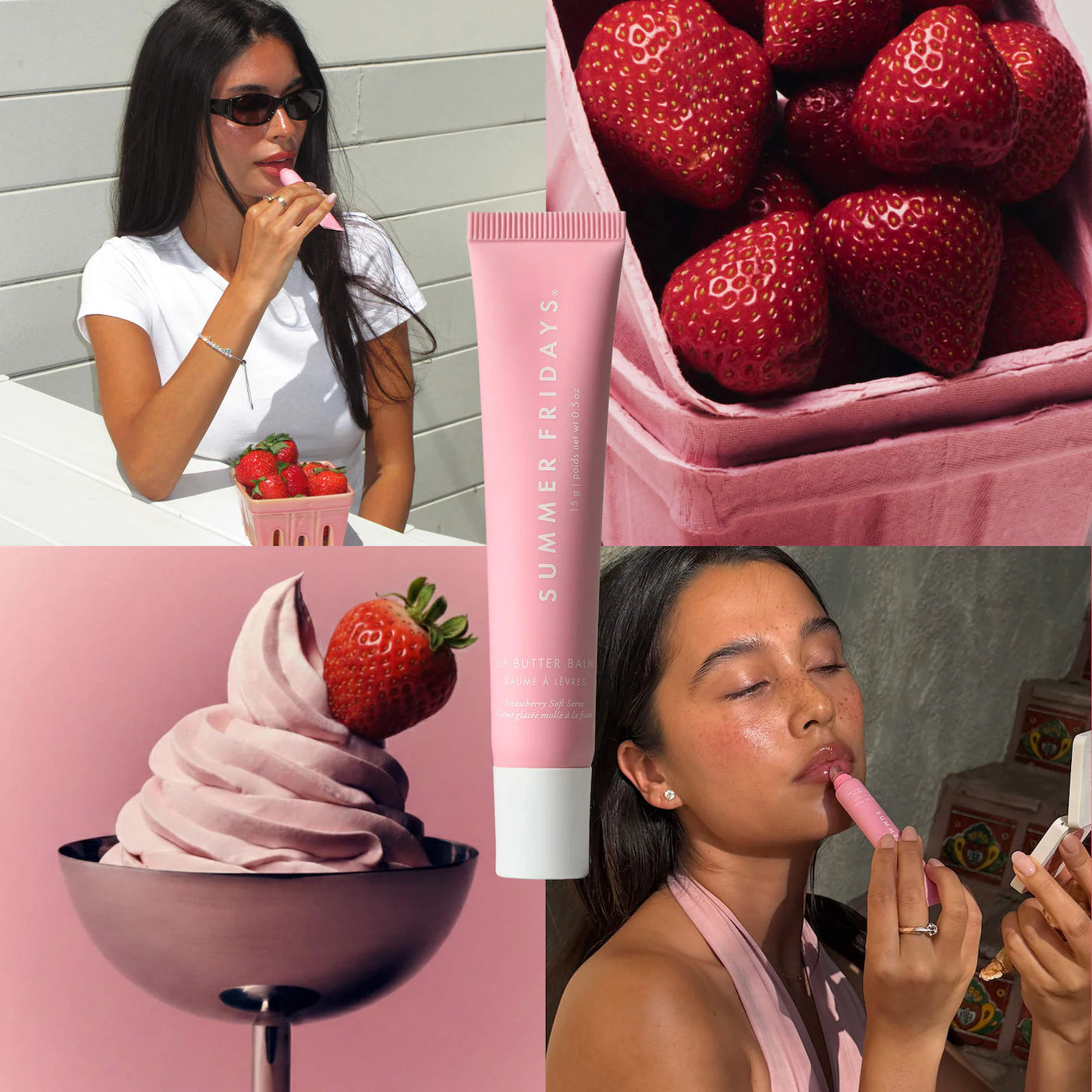 Lip Butter Balm Treatment for Hydration + Nourishing Shine Strawberry Soft Serve Preventa
