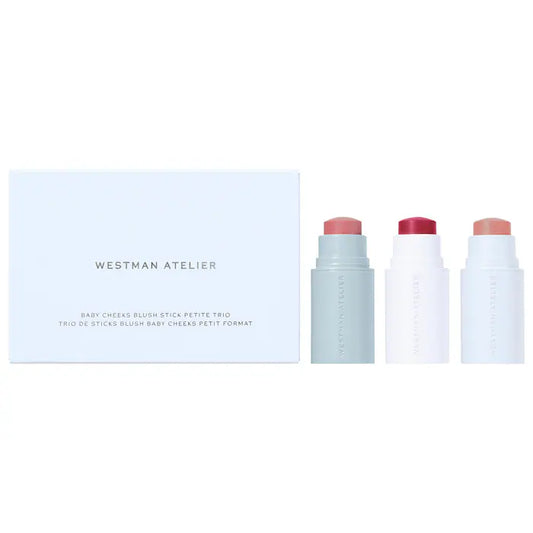 Mini Baby Cheeks Lip + Cheek Cream Blush Stick Trio Gift Set Preventa